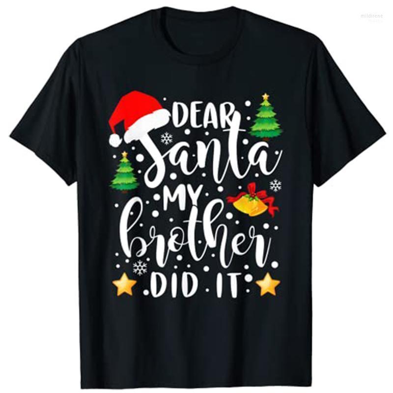 

Men's T-Shirts Dear Santa My Brother Did It Funny Christmas Pajama T-Shirt Mild22, Black