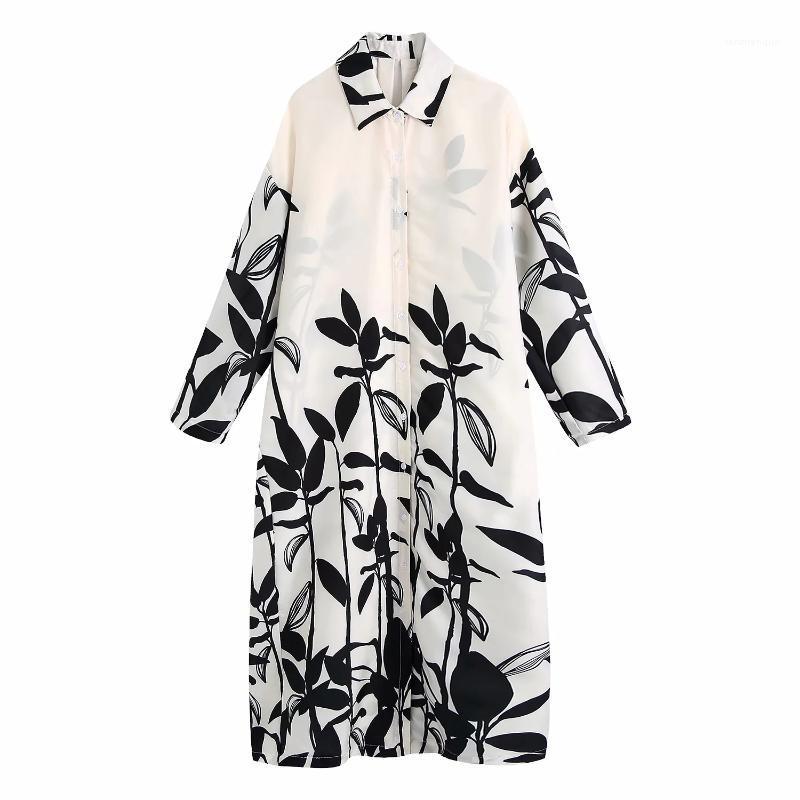 

Casual Dresses White Black Print Boho Oversized Loose Maxi Dress Robe Long Button Beach Cover Up Plus Size Spring Floral, Ivory