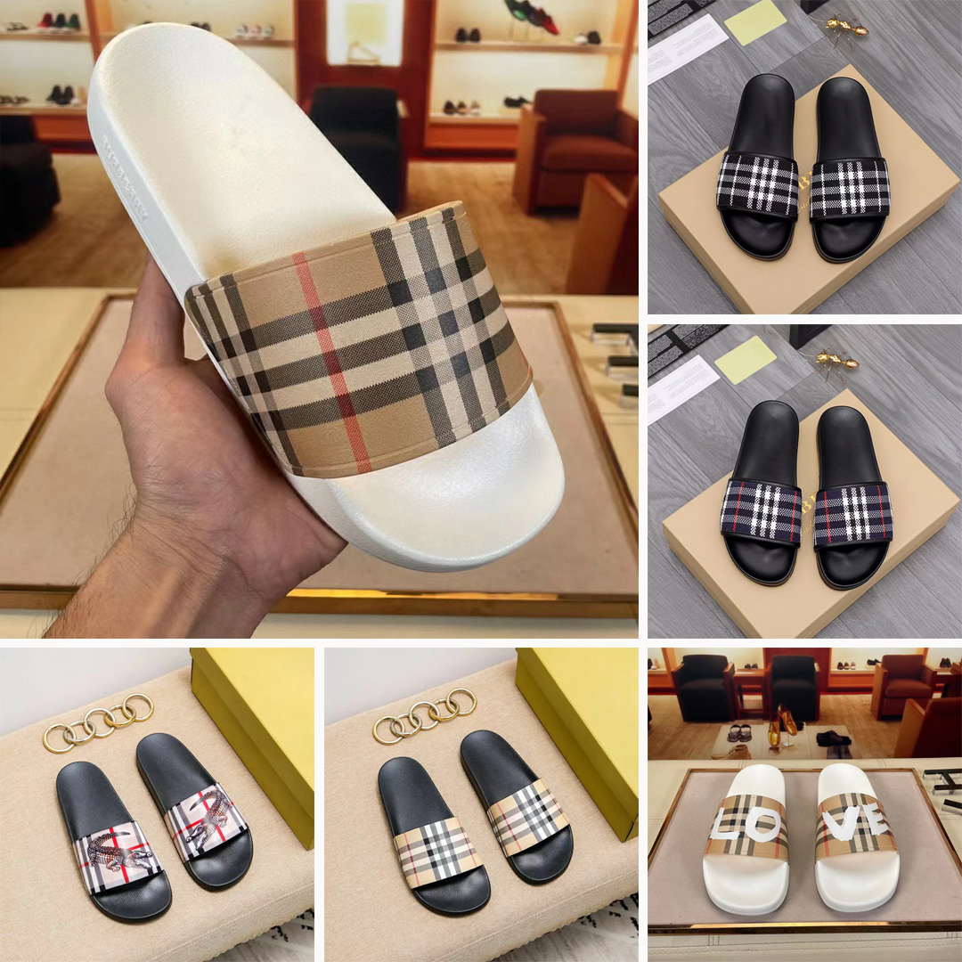 

Designer Vintage Check Slides Pantoufle sandal Print Furleys Sandals Pool Slipper Beach Mule, Extra payment for other model
