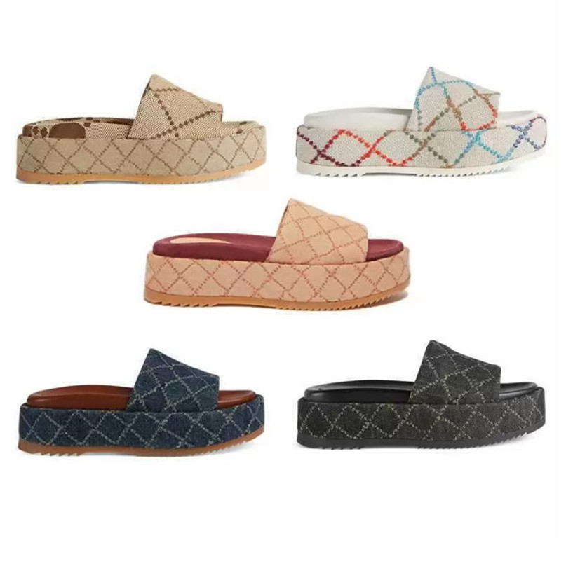 

2022 high quality new women's classic slippers luxury designer shoes canvas rubber non slip soled sandals leisure fashion beach slippers sizes 35-44, 09