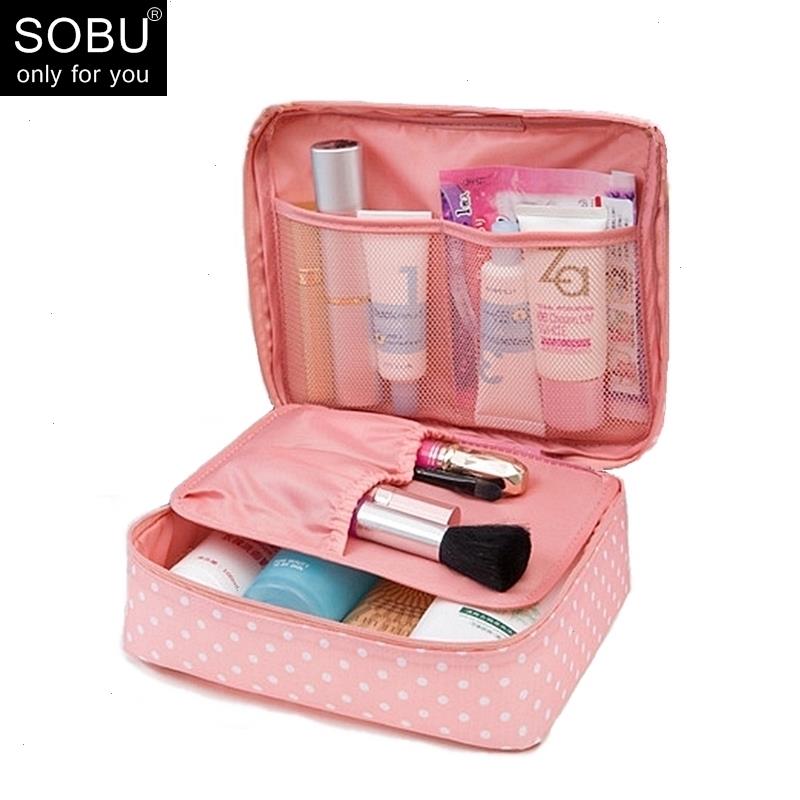 

Waterproof Portable Zipper Cosmetic Bag Dot Beauty Case Make Up Tas Purse Organizer Storage Travel Wash Pouch K1049, Dark grey