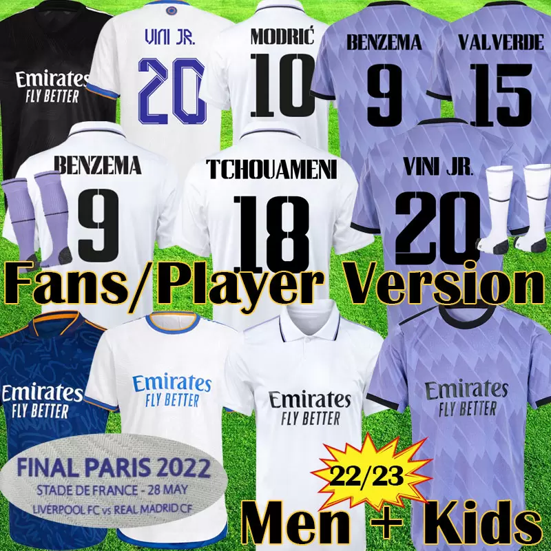 

BENZEMA reAL mADRIds finals champions 14 kit RODRGO camiseta 2021 2022 2023 VINI JR CAMAVINGA TCHOUAMENI football shirt kids 22 23 Player Version Soccer Jerseys, Home