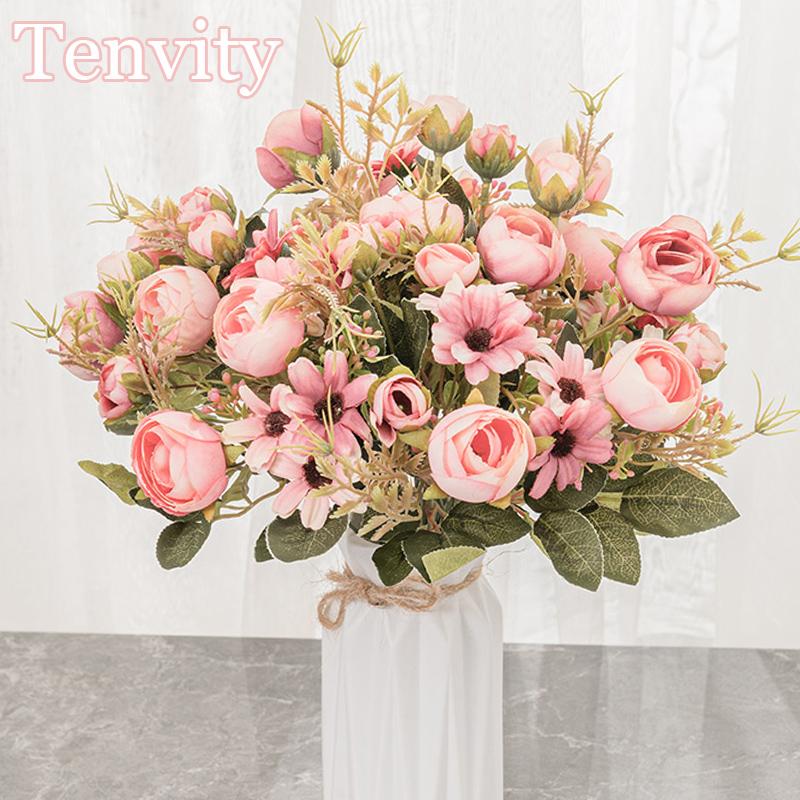 

Decorative Flowers & Wreaths Silk Rose Pink Artificial Bouquet High Quality Plastic Accessories Home Living Room Wedding Table Decoration Fa, Purple