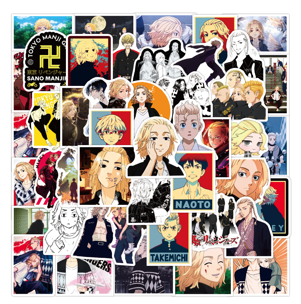 50PCS Lot Tokyo Swastika Avengers Anime Sticker Pack For Kids Toys Refrigerator Luggage Water Bottle DIY Phone Case Skateboard Window Car Decals-image-762469940