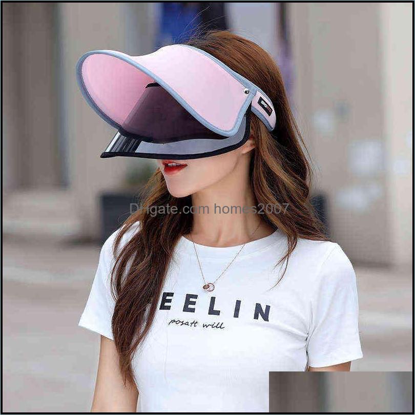 

Visors Sunhat Women Summer Sun Visor Wide-Brimmed Beach Adjustable Uv Protection Female Cap Packable Double Layer 220127 Drop Delivery 2021, Rose red