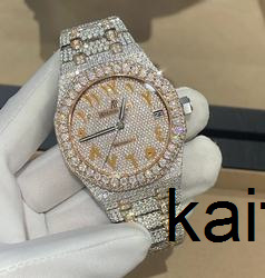 

CASHJIN Icedout Watch Men Luxury Wrist Watch Bling Iced Out VVS Moissanit Diamond Watch 5WS0, Moissanite