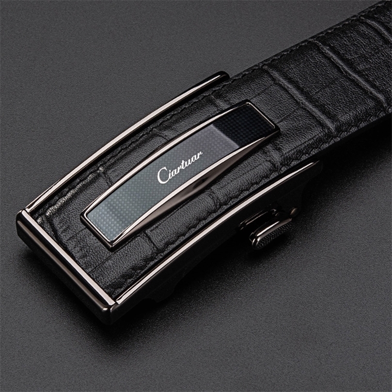

Ciartuar Leather Belt Automatic Buckle s for Men Genuine Waist Mens Luxury Designer High Quality Fashion Strap 220402, Black