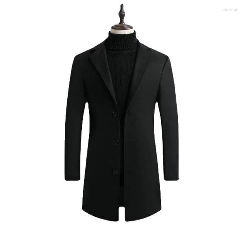 

Men's Wool & Blends 2022 Casual Long Windbreaker Jacket / Male Solid Color Single Breasted Trench Coat Kend22, Blue