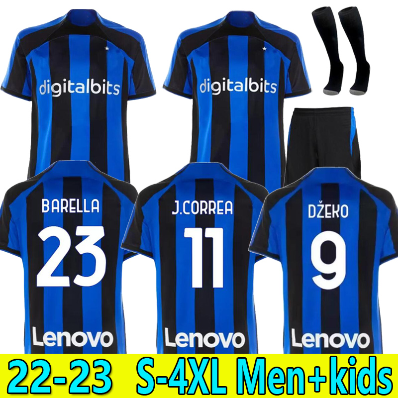 

S-4XL LUKAKU J.CORREA soccer jersey 22 23 BARELLA LAUTARO INTERS ERIKSEN ALEXIS DZEKO Gosens MILANS UNIFORMS football shirt Asllani Bellanova 2022 2023 men kids kit