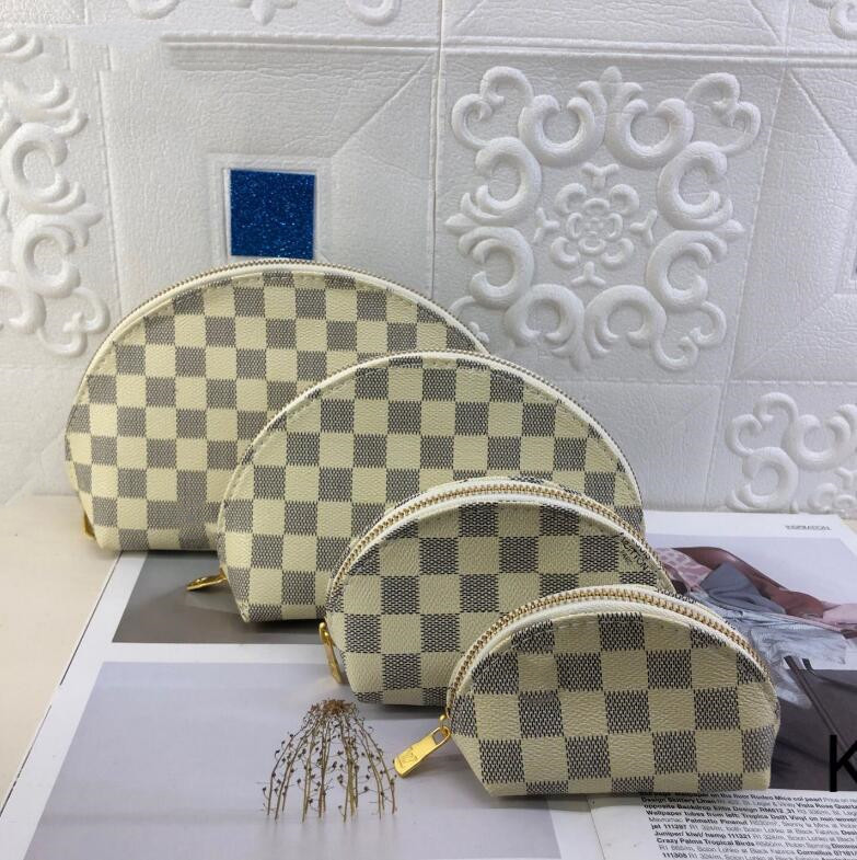 

LVs YSLs louiseity viutonity Men women Mini wallet make up handbags designers bags high quality composite 4 pieces set women purses Zipper wallets, White grid