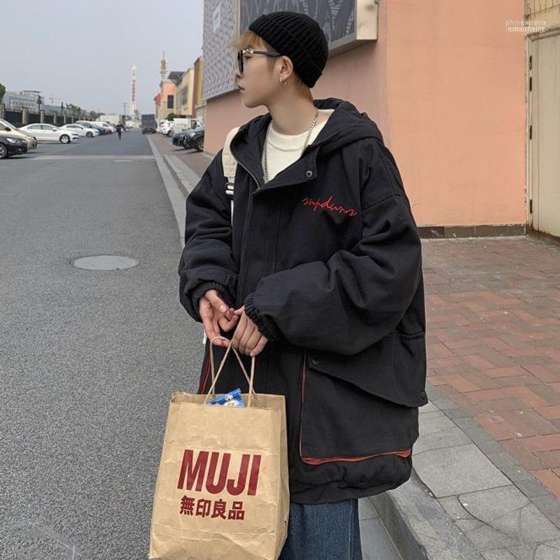 

Men's Down & Parkas Cotton-padded Clothes 2022 Autumn Winter Hooded Embroidered Casual Youth Wear1 Phin22, Black