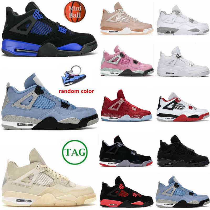 

Jumpman 4 OG 4s Sail Shimmer Mens Basketball Shoes University Blue Black Cat Red Thunder Pure Money Hyper Royal Men Women Sneakers Trai, 45