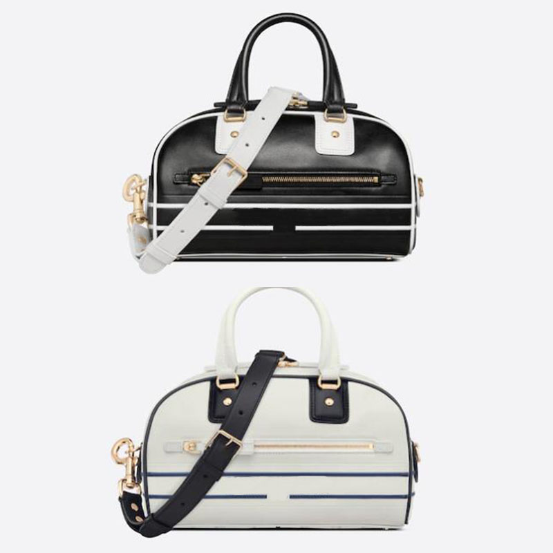 

Women Vibe Bowling Bags Designer Handbags CrossBody Bag Black White Smooth Calfskin Shoulder Bags Mens Sports Handbag with box 9109, Color 1