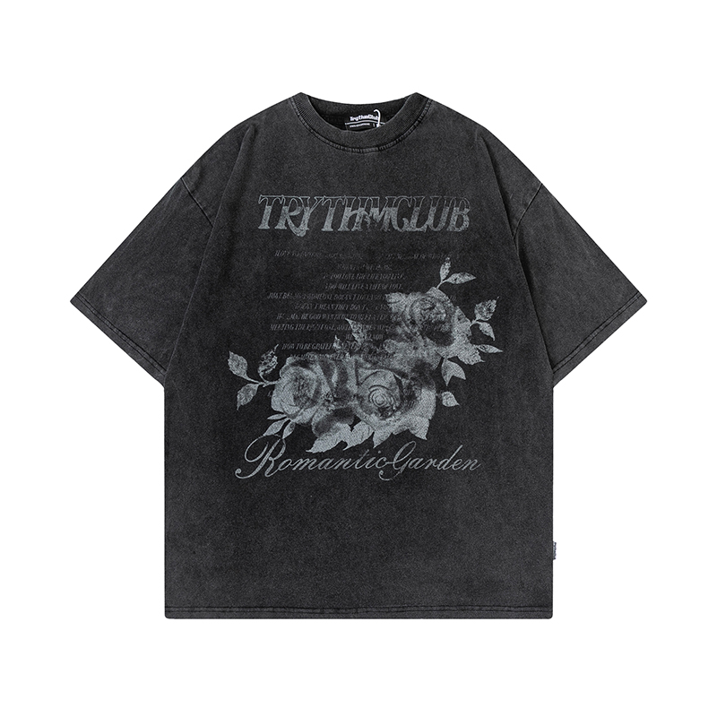 

Washed Summer Short Sleeve T Shirt for Men and Women Crew Neck High Street Oversized Loose Casual Top Tees