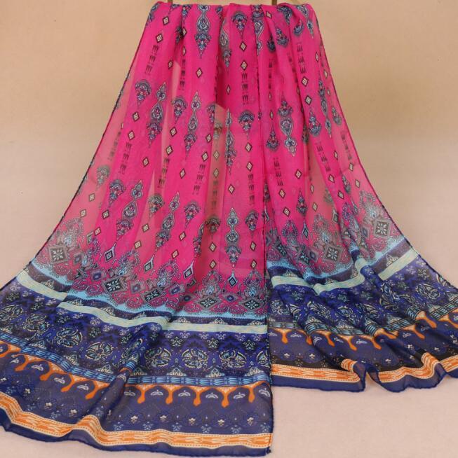 

Arrival India Bohemian Beach Flowers Printed Chiffon Scarf Long Scarves For Women Wrap Shawl Stole 50x150cm