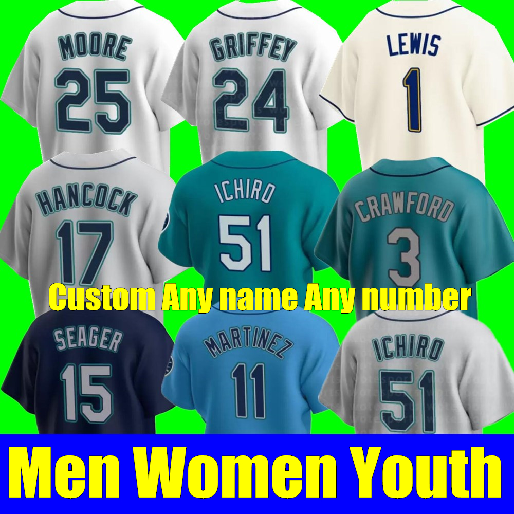 

Men Women Youth 24 Ken Griffey Jr. Mariners jersey Suzuki Ichiro Felix Hernandez Seattle Edgar Martinez Mitch Haniger Kyle Seager Marco Gonzales Baseball Jerseys