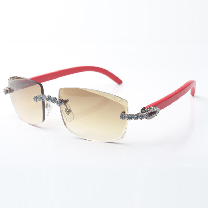 

New Bouquet Blue Diamond Sunglasses 3524015 Natural red Wooden Legs and 58mm Cut Lenses