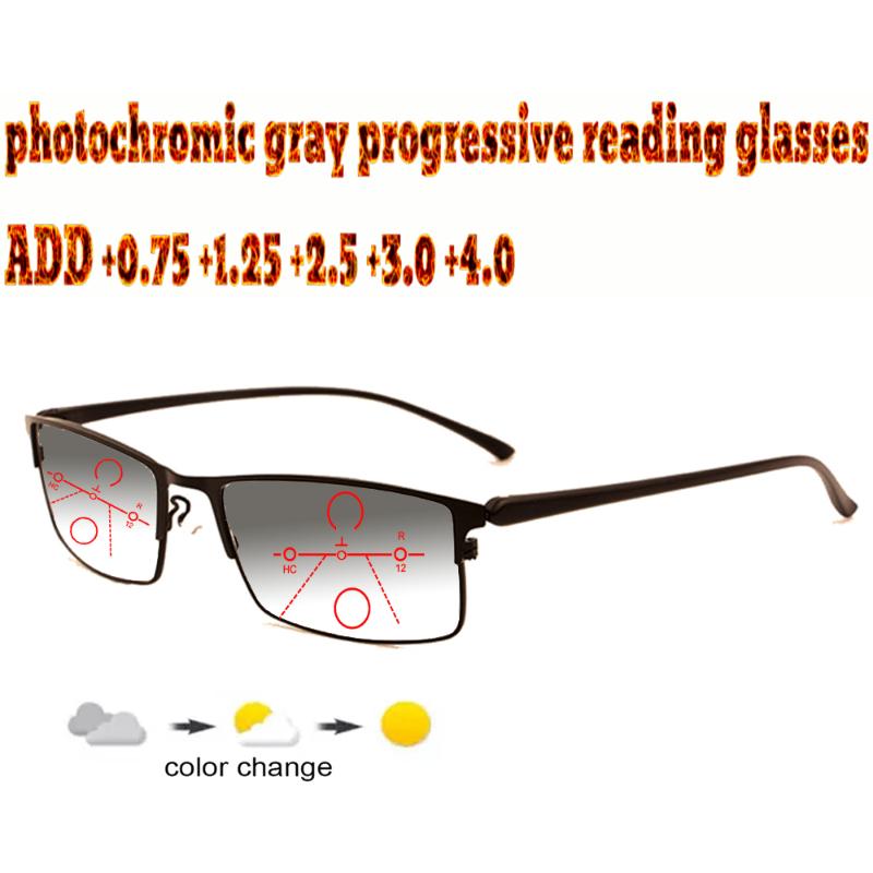 

Sunglasses Pochromic Gray Progressive Multifocal Reading Glasses Business Men Full Frame Comfort +1.0 +1.5 +1.75 +2.0 +2.5 +3 +3.5 +4