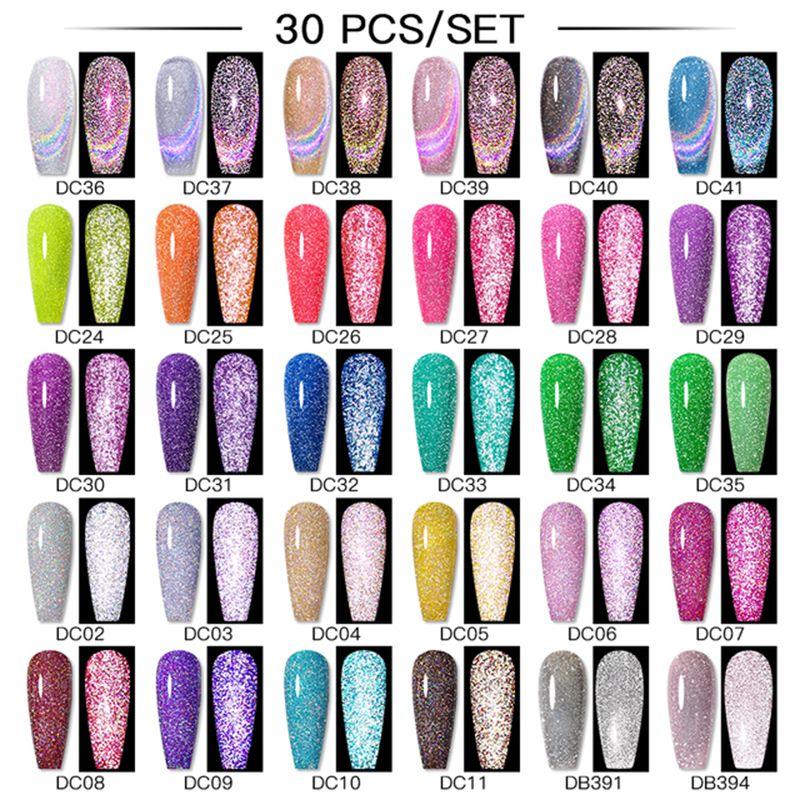 

Nail Art Kits 28/30Bottle Gel Polish Set Reflective Magnetic Semi Permanent Varnishes Soak Off UV LED Base Top Coat KitsNail