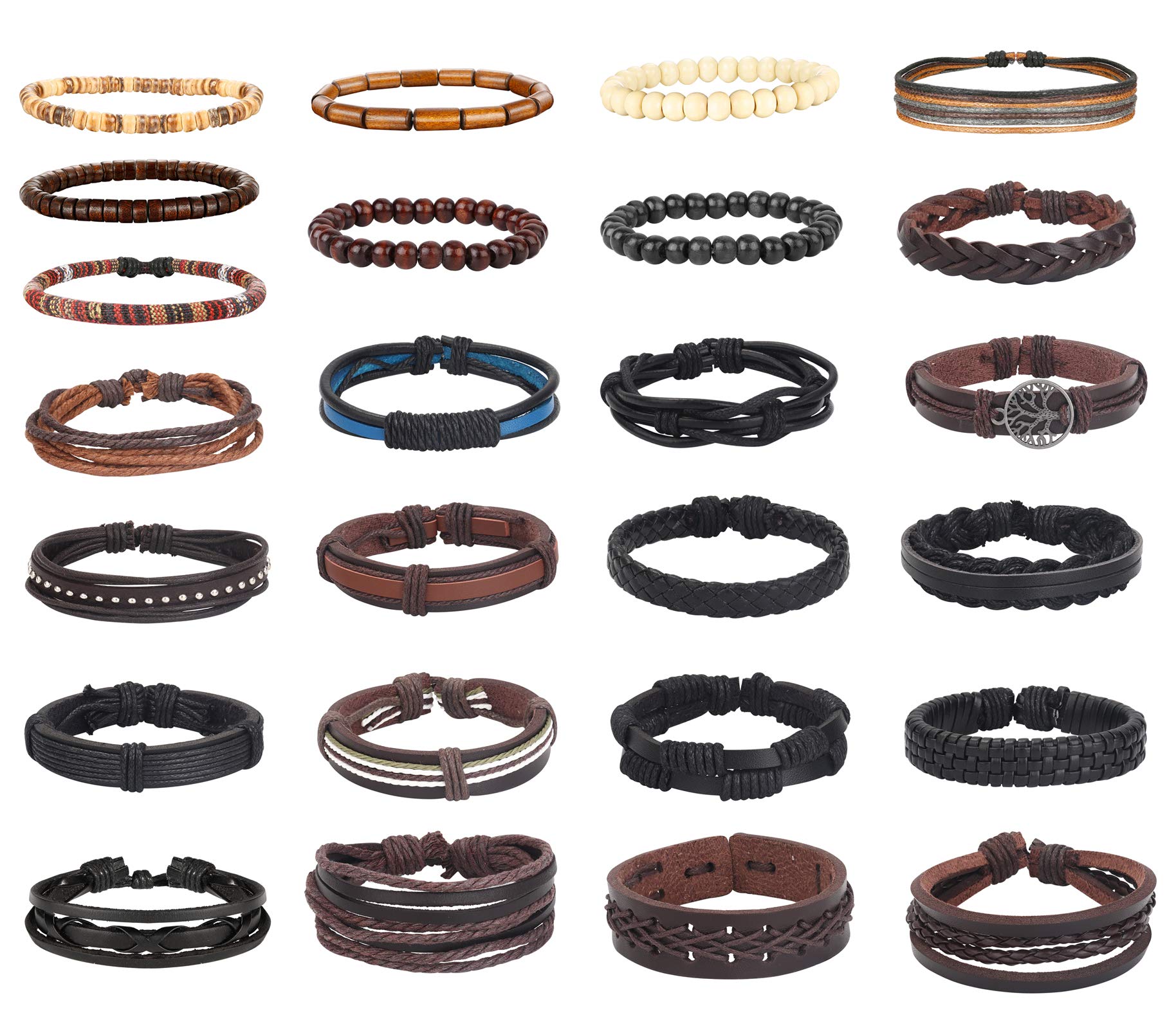 

Charm Bracelets Sailimue Braided Leather Set For Men Women Wooden Beads Cords Woven Cuff Wrap Adjustable amgKl