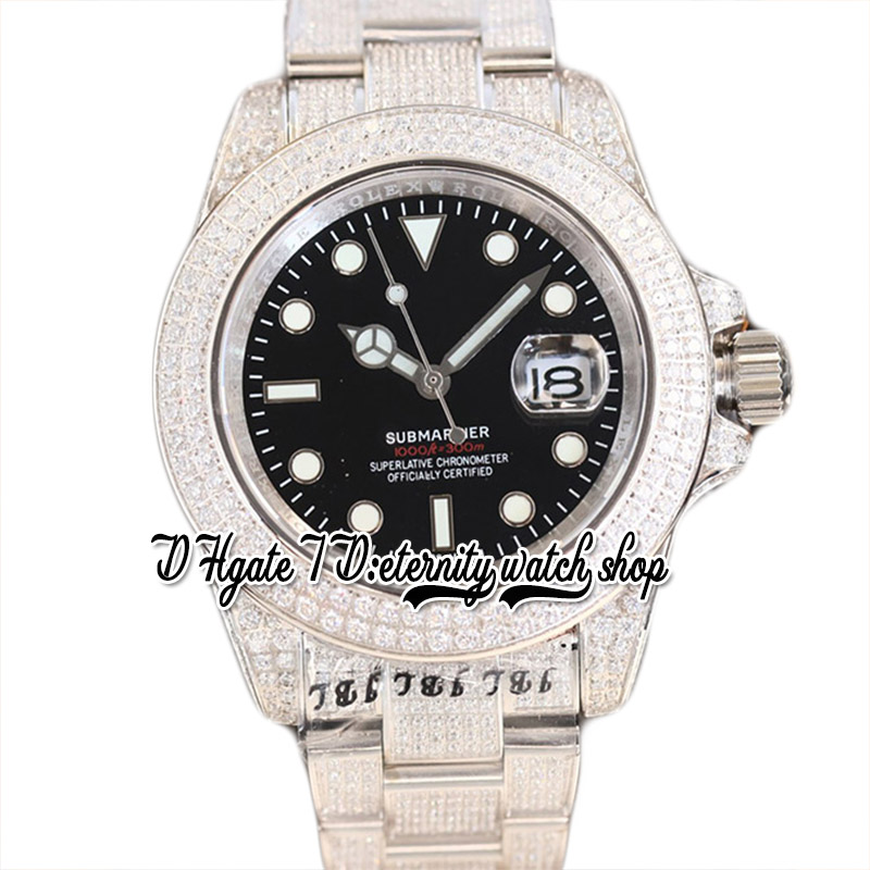 

2022 SF 116613 126610 2813 Automatic Mechanical Mens Watch 116610 Black Dial Double Row Diamond Bezel Iced Out Paved Diamond 316L Steel Bracelet Eternity Watches, Watch waterproof cost