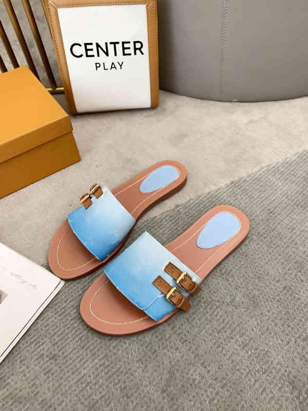

Slippers Designer Paris Luxury Metal Letters Sandals flip flops for Women Dress Shoes Fashion Genuine Leather Sexy Open Toe High Heels Bridal Wedding TV, 2# shoe box