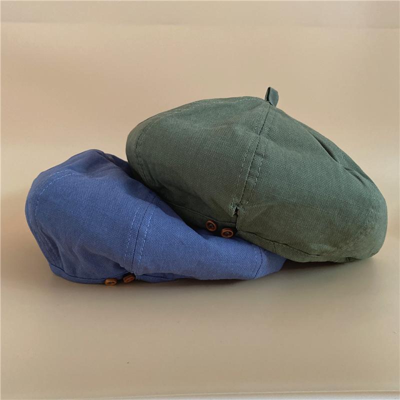 

Berets Korean Version Simple And Versatile Small Buckle Design Beret Female Autumn Niche Retro Art Painter Hat Male Japanese CasualBerets, Army green