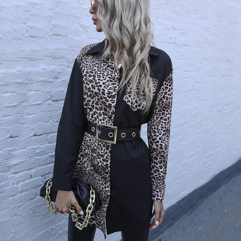 Women's Blouses & Shirts Womens Blouse Long Fashion Leopard Patchwork Spring Sleeve Casual Shirt Outerwear Women TopsWomen's