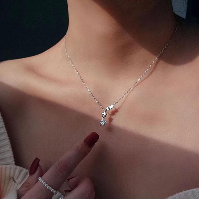 

Chains Link Chain Tassel Zircon Star Charm Pendants Necklaces For Women Kolye Choker Collares Fashion Jewelry Dz203Chains