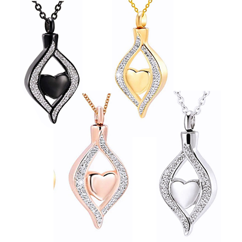 

Crystal Teardrop Heart Cremation Urn Pendant Memorial Gift Necklace for Women Stainless Steel Ashes Holder Keepsake Jewelry