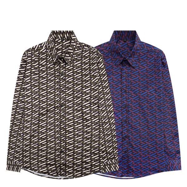 

Men's Dress Shirt Luxury Slim Silk T-shirt Long sleeve Casual business clothing plaid brand 17 color M-4XL BURR0999, Customize