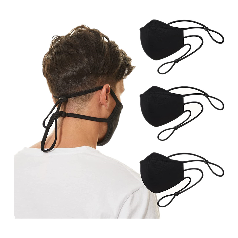 

Overhead Face Mask Reusable and Washable Black Cloth Mask with Head Strap for Man Woman Teenagers