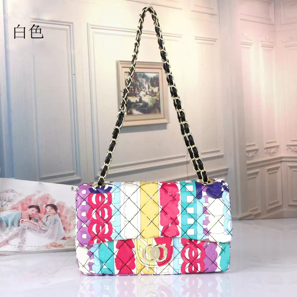 

AKS Luxury Ladies Mini Flap Shoulder Bag Multicolor Butterfly Print Canvas Contrast Color Classic Handbags Gold Metal Handheld Designer Crossbody Bags Women, Extra freight