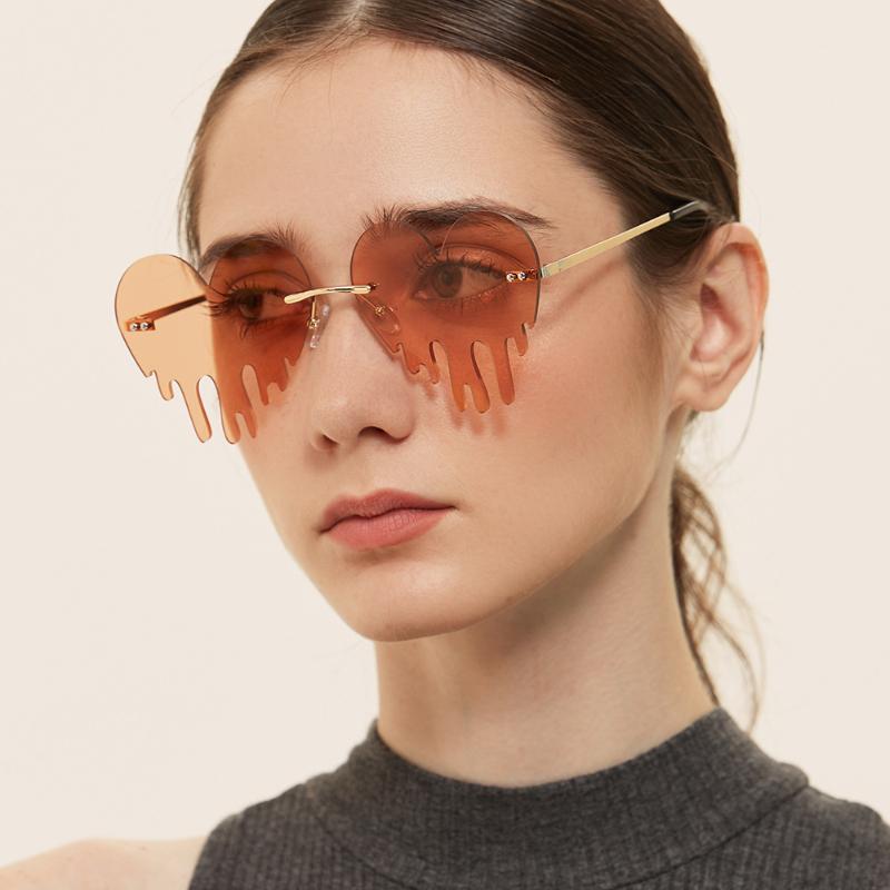 

Sunglasses Fashion Love Heart Rimless Women 2022 Tears Shape Steampunk Sun Glasses Unique Vintage Eyewear UV400Sunglasses