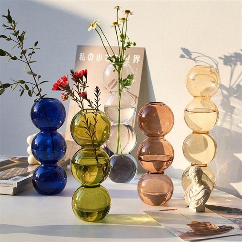 

Glass Vase Home Decor Small Vase Room Decor Flower Vases Home Decoration Accessories Wedding Decoration Hydroponic Plant Pot 220518