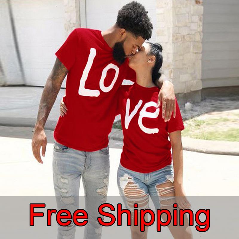 

Couple T-shirt Summer Love Printed T Shirt Clothes Christmas Casual Cotton Short Sleeve Tees Brand Loose Top, Color6