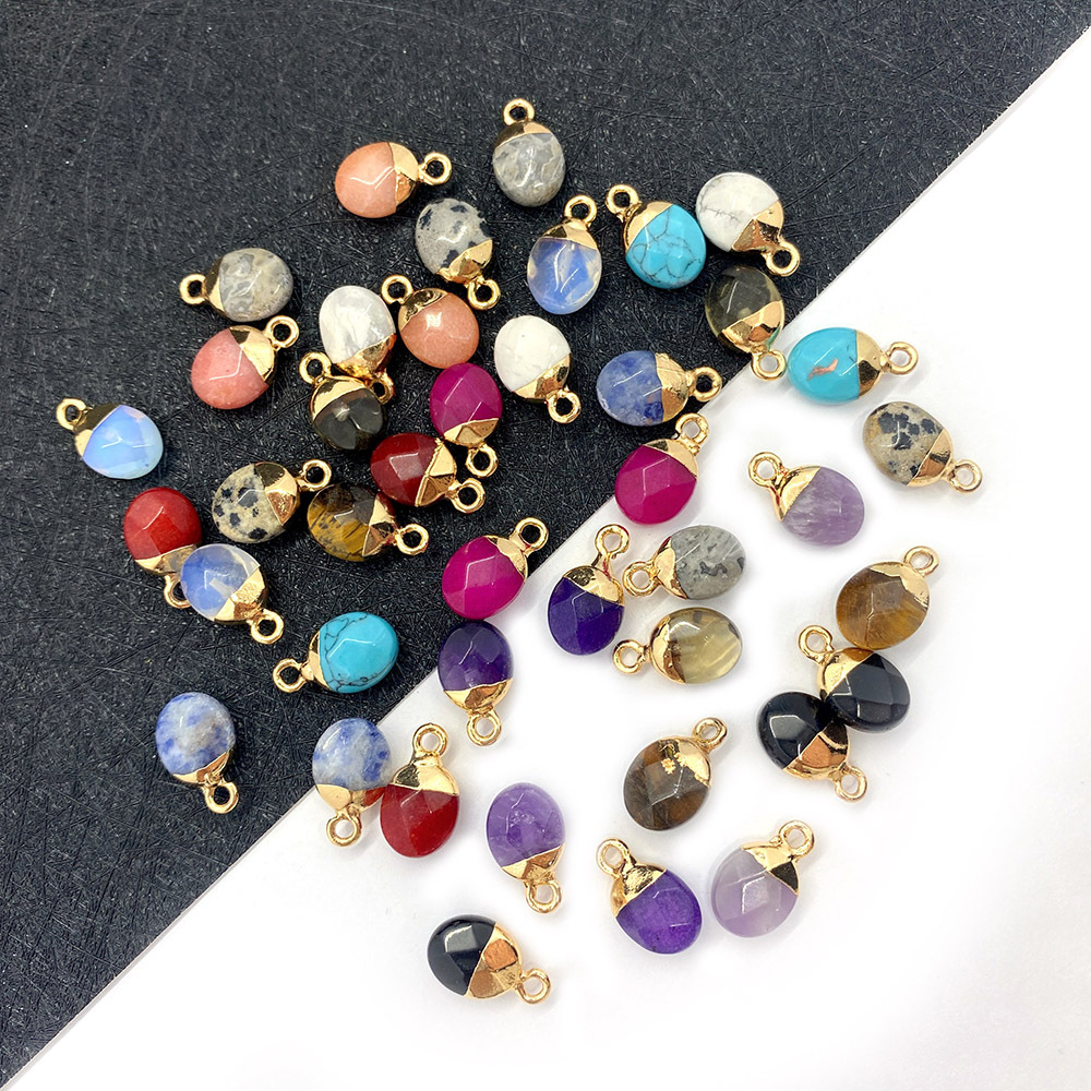 

Oval Colorful Crystal Stone Charms Pendant for Jewelry Making Chakra Reiki Healing Green Aventurine Pendants Wholesale 8x14mm