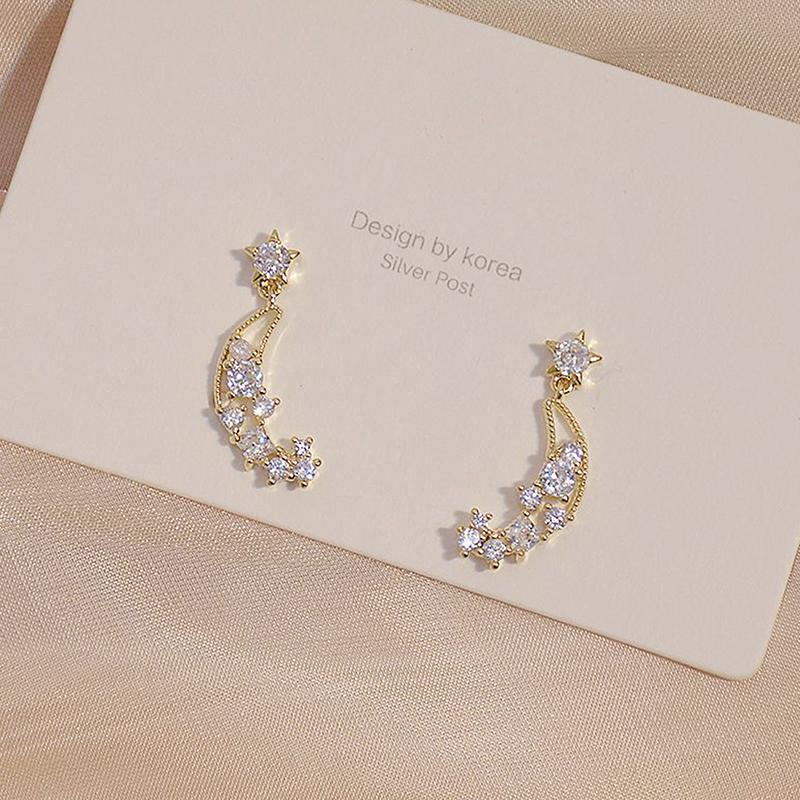 

Stud Korean Fashion Micro Inlaid CZ Hollow Moon Women Earring Shine Cubic Zirconia Brincos Accessories Pendant GiftStudStud