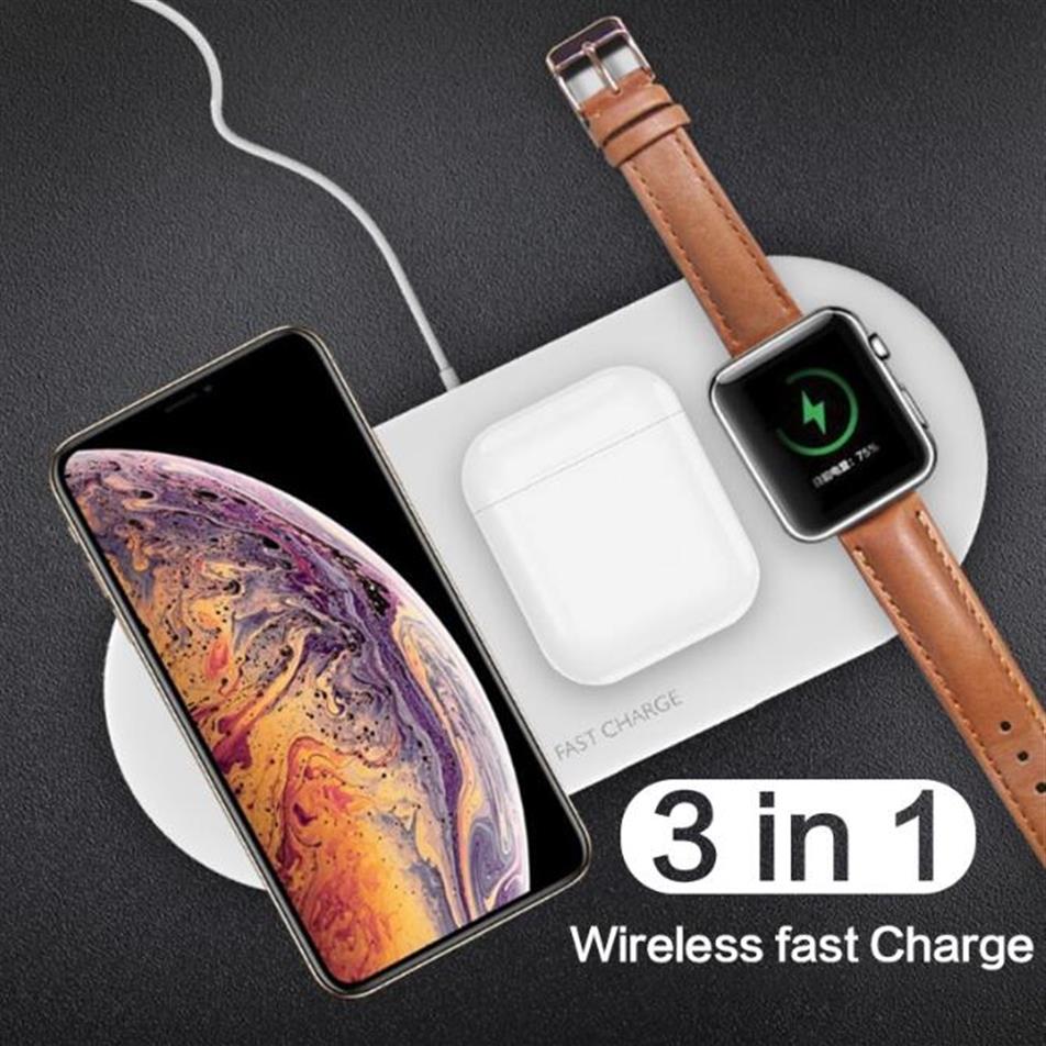 

Fast Wireless Charger pad for Cellphone &Airpods & IWatch 4 3 2 1 QI 3 in 1 10W wireless charging dock for earbuds bluetooth315o