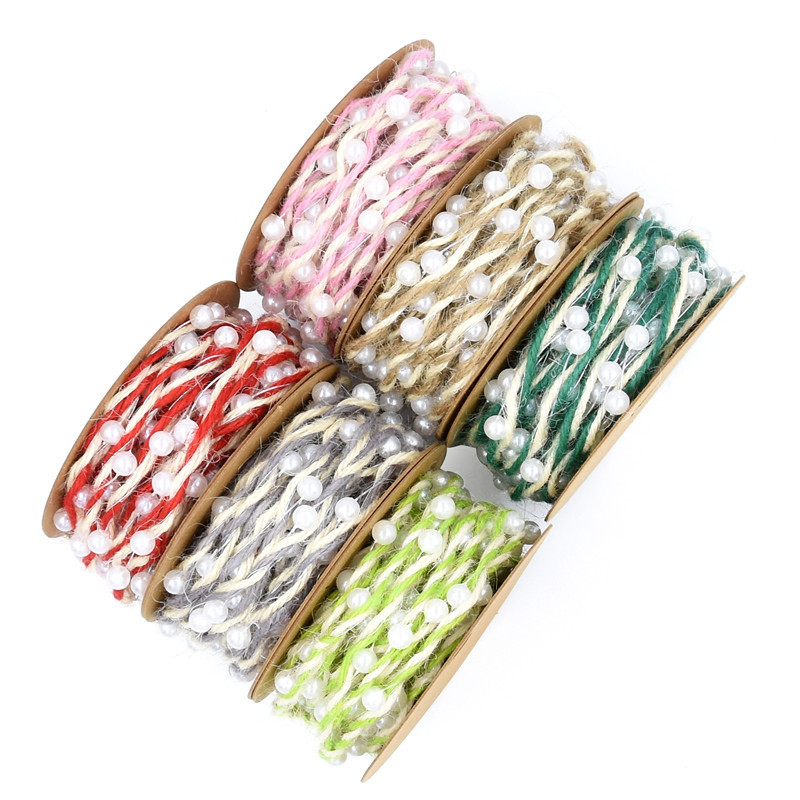 

Hand-woven Decorative Beads Ribbon Webbing Gardening Flowers Gift Packaging Craft Tools Bead Chain with Wire 5 Meters x 6mm 1222711