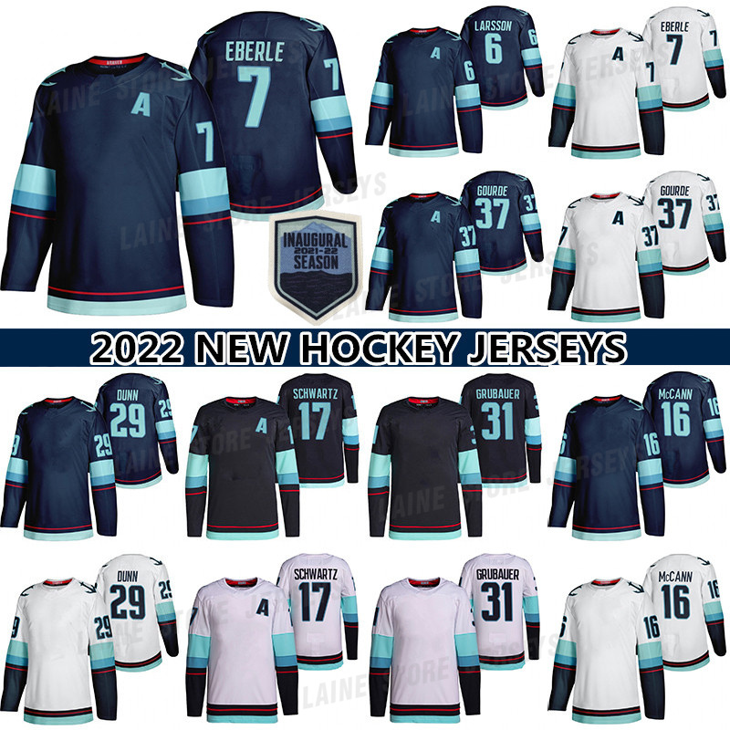 

31 Philipp Grubauer Jersey 37 Yanni Gourde 17 Jaden Schwartz 13 Brandon Tanev 7 Eberle 6 Adam Larsson Custom Mens Womens Youth Any Name Any Number hockey jerseys, White women+inaugural