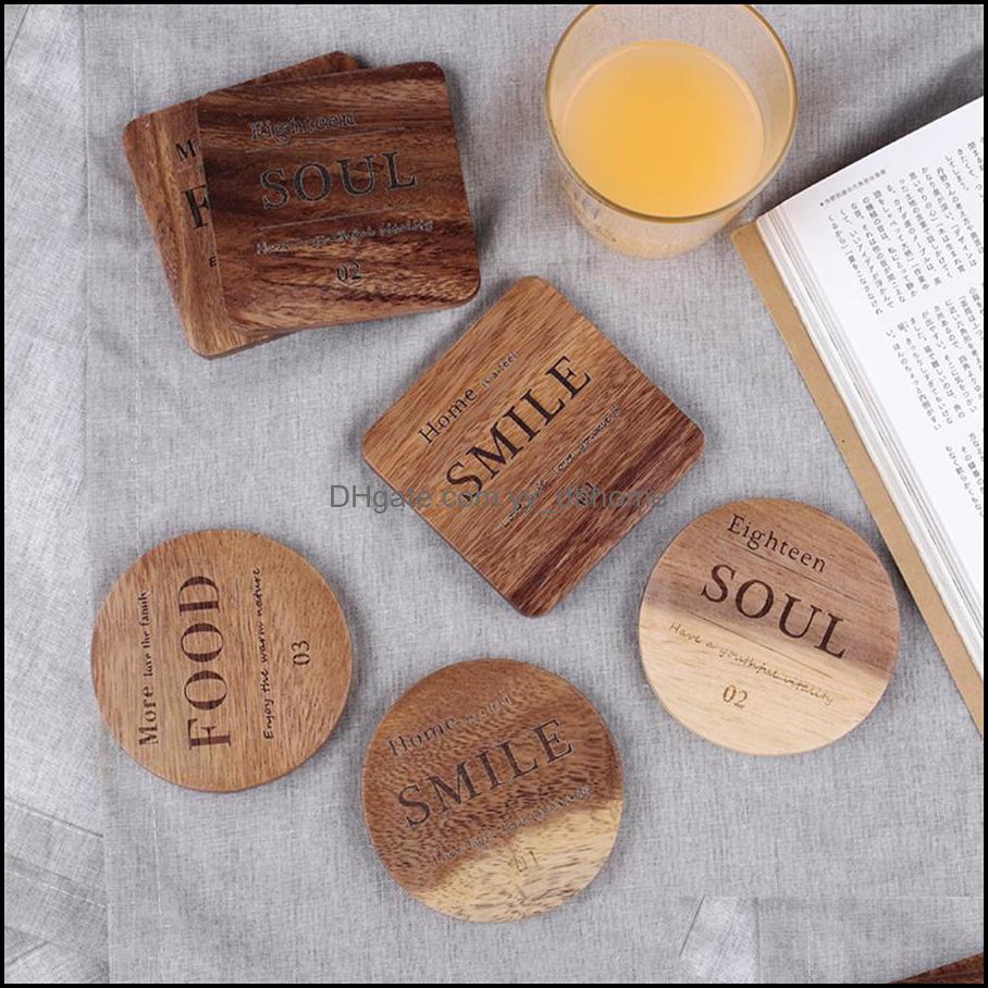 

Mats Pads Table Decoration Accessories Kitchen Dining Bar Home Garden Acacia Square Coaster Creative Nordic Tableware Cushion Wooden Ther