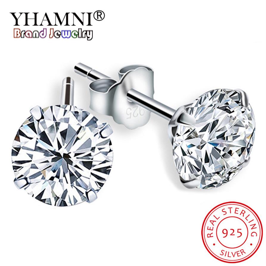 

YHAMNI LMNZB Crystal Zircon Real 925 Solid Silver Earrings Channel Cubic Zirconia Silver Stud Earrings for Women Fashion Jewelry Y300T