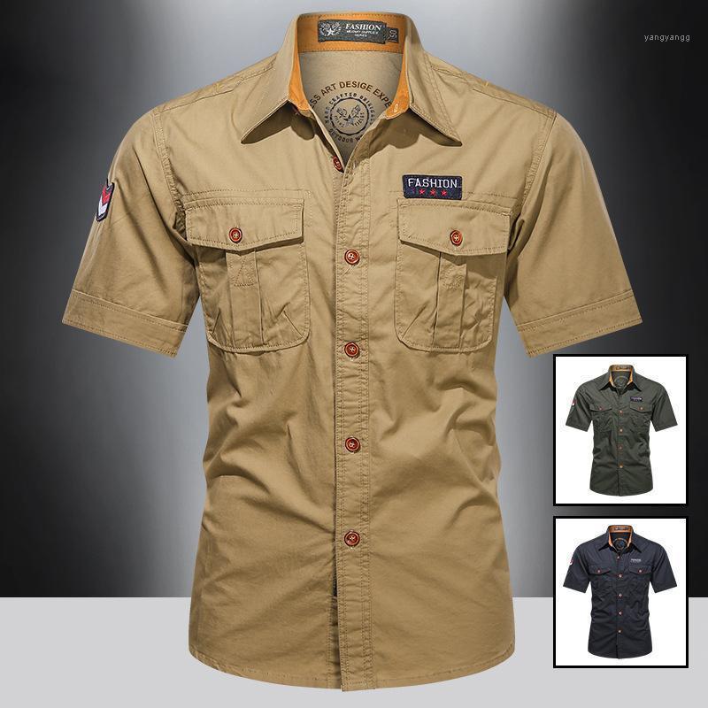

Men's Casual Shirts Army Short-sleeved Men 2022 Summer, Khaki