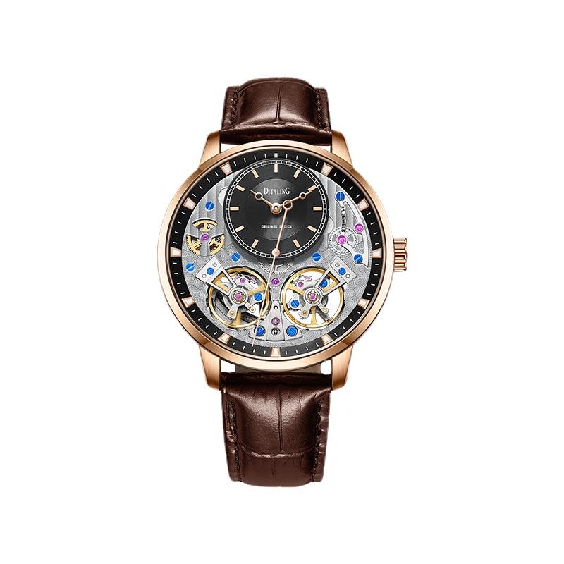 

Wristwatches Men's Watch German Brand Famous Hollowed Out Fully Automatic Mechanical Business WatchWristwatches, Rose gold and silver