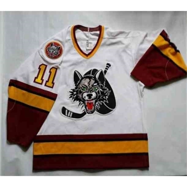 

C26 Nik1 Vintage #11 Steve Maltais Chicago Wolves Bauer Ice Hockey Jersey Mens Stitched Custom any number and name, White