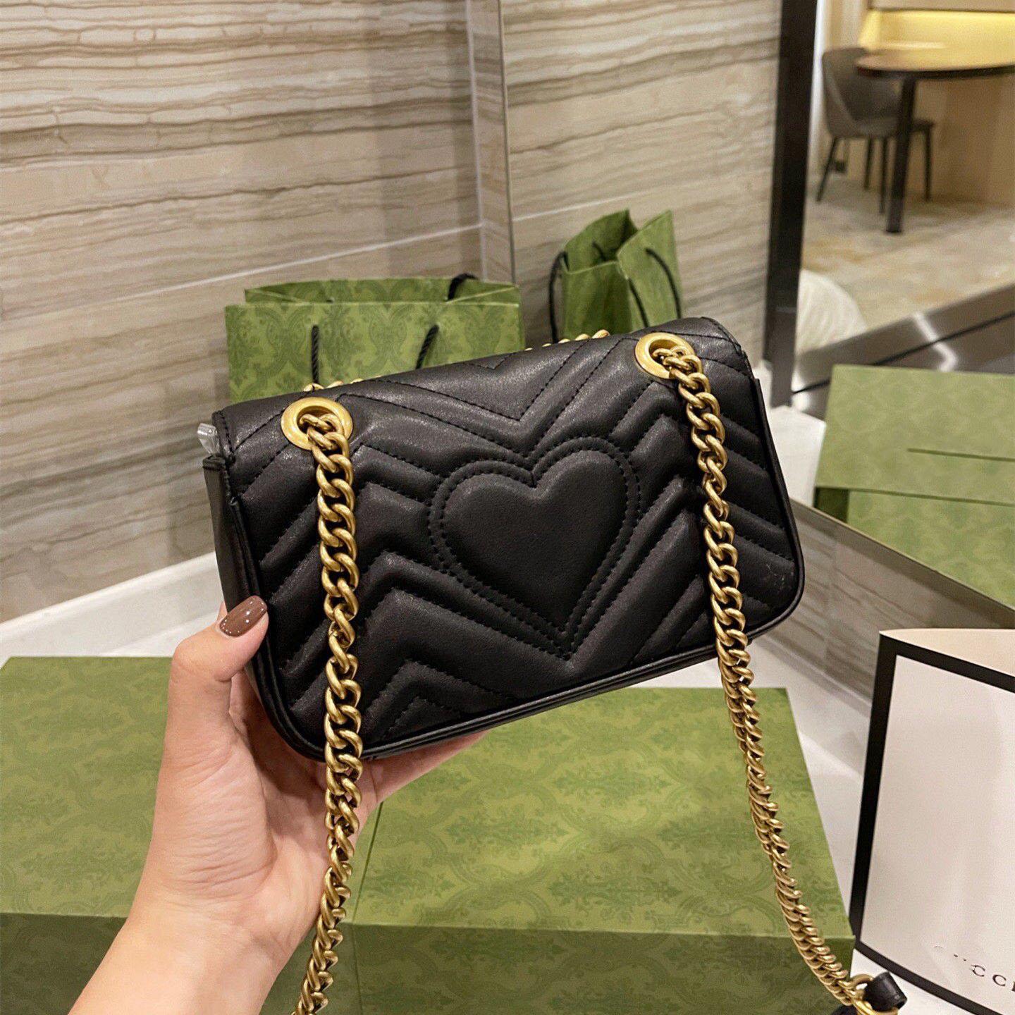 Famous Top quality handbags Genuine leather women shoulder bag luxury Small messenger bag with square fat chain Lady Mini Fashion Phone Bag Pouch-image-790189113