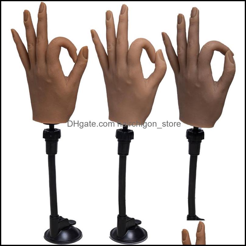 

Nail Practice Display Art Salon Health Beauty High Simation Sile Hand Model For 3D Adt Mannequin With Flexible Finger Adjustment Holdle Dr