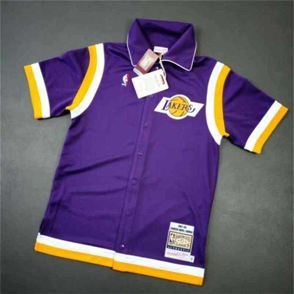 

High End 100% Stitched Kareem Abdul Jabbar Mitchell Ness 88 Lal Shooting Shirt m 40 Top Basketball Jerseys268e, Purple