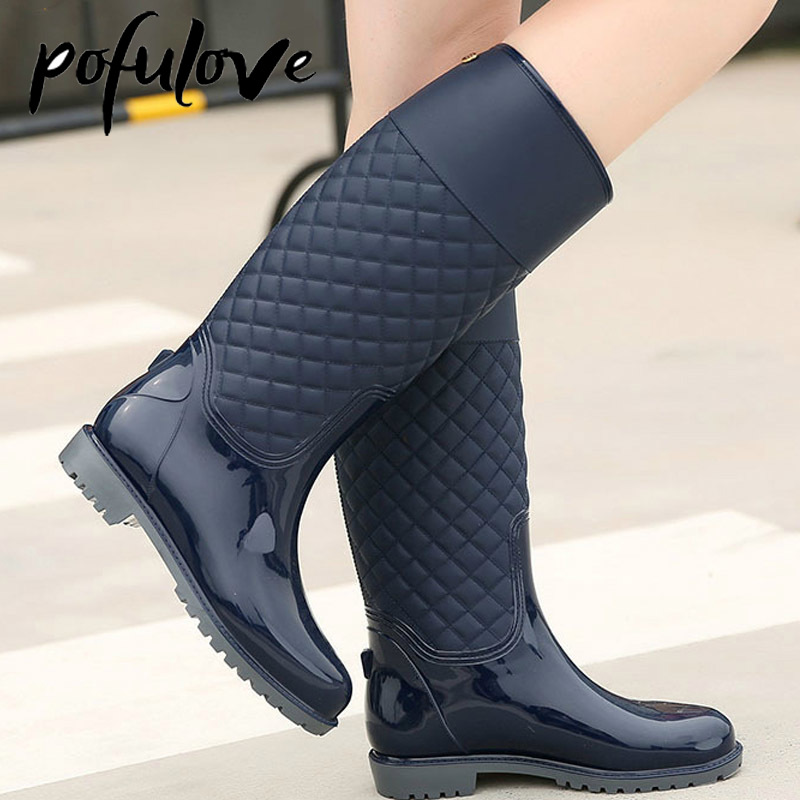 

2022 New Women Rain Boots Lady Rain Water Shoes Ourdoor Rainboots Fashion PVC Rubber Rainboots Lady Waterproof Shoes, Black